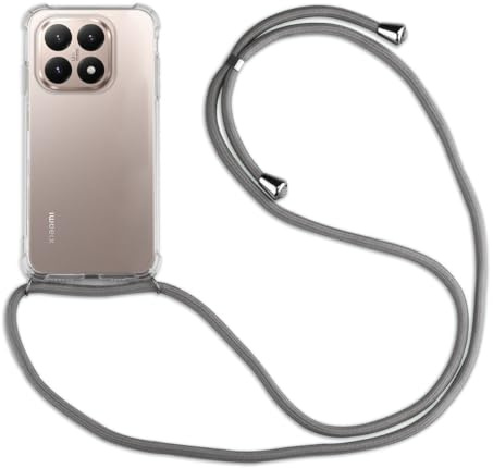 betterfon Handykette Hülle kompatibel mit Xiaomi 15T | Smartphone Hülle Case mit Band | Handyhülle Handyband zum Umhängen | Grau