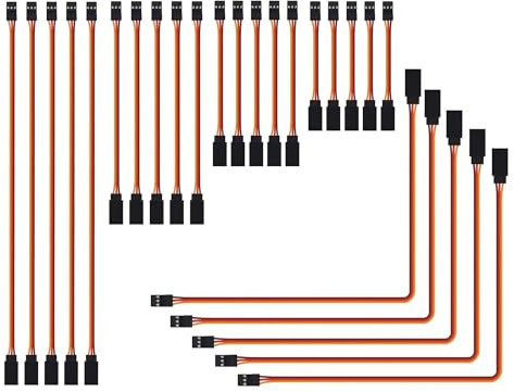 HUAZIZ 25 Stück RC Servo Extension Cable, Stecker zu Buchse 3-poliges Servo-Verlängerungskabel, RC Servo, JR Plug Extension(10cm, 15cm, 20cm, 30cm&50cm)