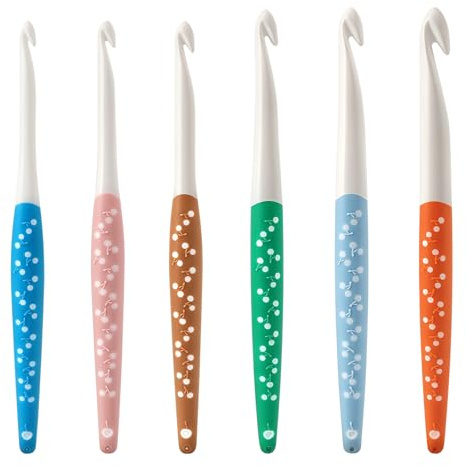 6 Stück Häkelnadel Set, COGVOHY 6 7 8 9 10 12 mm Häkelnadeln Große Häkelnadel Set für Anfänger, Erwachsene und Profis, Ergonomische Häkelnadel für dickes Garn Häkeldecken Schals und Teppiche