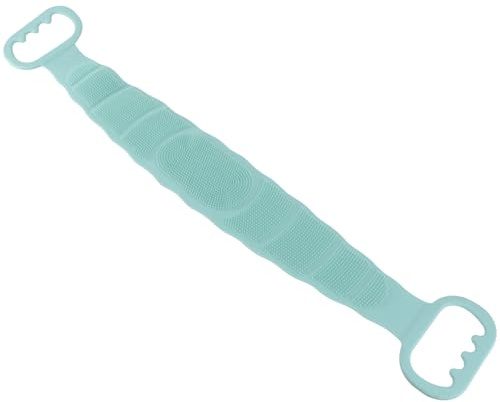 Silikon Rückenschrubber Badebürste mit 2 Schichten, Orange | Lange Form für Schwer Erreichbare Stellen, zum Aufhängen und Verstauen, für Damen und Herren Zufällige Farbe