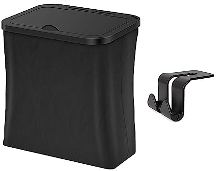 Cocoarm Poubelle de Voiture en Cuir, Organisateur Portable étanche, Poubelle Pliable avec Couvercle pour Véhicule, SUV, Camion
