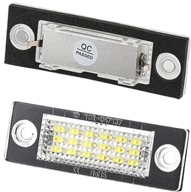 Dargkwn 2 x 6000K Kennzeichenbeleuchtung, Weiß Nummernschild Licht Birne 12V Kompatibel mit Touran Mk1 Passat B5.5 Sedan/Saloon Caddy Mk3 Golf Plus Mk5, Plug & Play