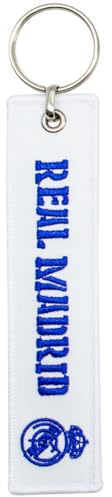 Real Madrid Llavero de Tela Producto Oficial con Escudo Bordado con Frase ¡Hala Madrid! – Accesorio Deportivo Resistente y Compacto – Ideal para Aficionados y Regalo para Fans del Club