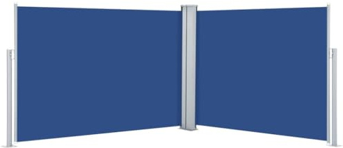 Foknhdi Store latéral bleu - Extensible - 100 x 1000 cm - En tissu polyester - Protection UV - Pour terrasse, balcon, jardin, brise-vue - Design moderne - Avec rouleau en aluminium