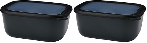 Mepal Multi Bowl Cirqula Rectangular - Mikrowellen Geschir - Geeignet als Luftdichte Aufbewahrungsbox für den Kühlschrank, Mikrowellengeschirr & als Frischhaltedosen - 3000 ml - Nordic black