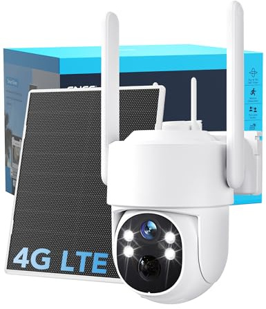 GNCC 4G LTE Security Camera Outdoor Wireless, 4MP PTZ with Solar Panel, W41 | Solar-powered, 6000mAh Battery, Colour Night Vision, Smart Detection, 2-way Audio, No Monthly Fee, SIM Included