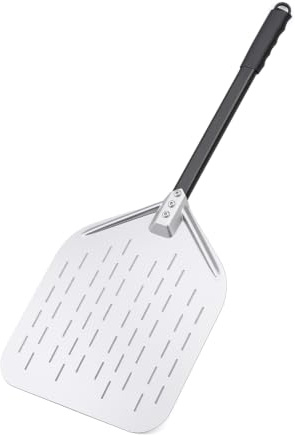 DARDVORLAG Pelle à pizza en acier inoxydable 430, 78,6 cm, avec pelle perforée, poignée en aluminium et poignée en caoutchouc, pelle à pizza pour four à pizza, four, barbecue et four à pierre