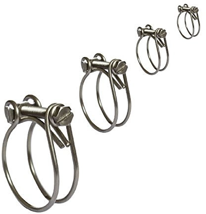 2 x Double Wire Hose Clamps/Two Wire Clips/Radiator Inlet Breather Classic Cars [ 24-27mm ]