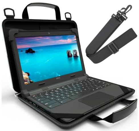 UZBL 13-14 inch Chromebook Case Protective Laptop Hard Cover, Always-on Work In Case with Carrying Handle Shoulder Strap