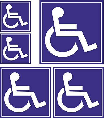 JINTORA Autocollant Voiture - Set 5X Autocollant Voiture Porte Handicap Parking Toilette WC Panneau - Sticker pour Voiture Tuning Résistant aux intempéries Vinyle Durable Facile à Coller