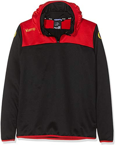 Kempa Herren Emotion 2.0 Quarter Zip Hoodie Sweatshirt, schwarz/Rot/Gelb, S
