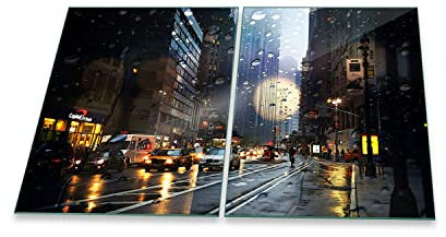 Copri piano cottura Ceranfeld, 2 pezzi, 2 x 40 x 52 cm, colore: nero