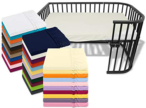Emily´s Check Kinder Jersey Spannbetttuch für Kinder- und Babybetten 1476.2098, 60 x 120 cm, Creme