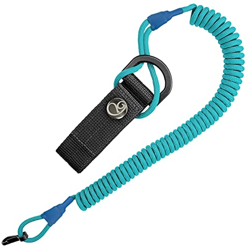 Ganzoo Spiral-Kabel Schlüsselanhänger elastisch mit Karabiner, Safety Lanyard mit Paracord-Mantel, Schlüsselband, Stretch Fang-Riemen, RSG Halterung für Polizei, Bundeswehr, Hausmeister, himmel blau