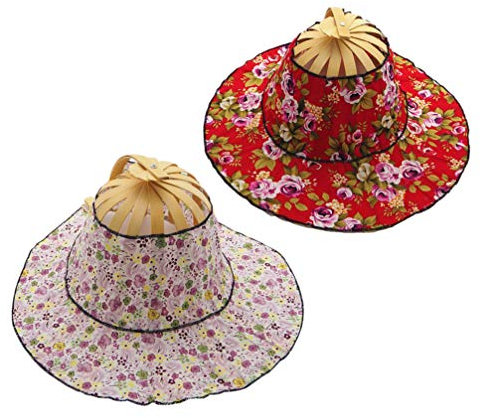 BESPORTBLE Uv Protection Sun Hat Bamboo Folding Fan Hat Fashionable Outdoors Cap Random