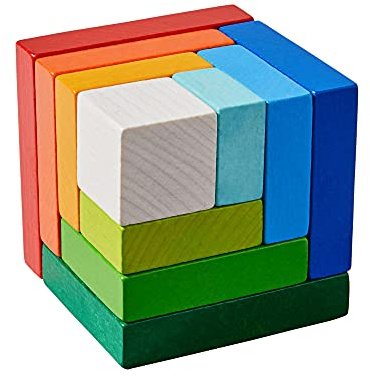 HABA 305460 3D Arranging Game Rainbow Cube, for Ages 3 and Up (Made in Germany)