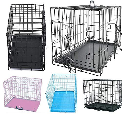 Lucg Dog Puppy Cage Pet Crate Training Travel Carrier 2 Doors Home Pet Cage Metal Dog Cat Puppy Training Folding Crate Vet Animal Transport Carrier With Handle 63x44x50.5cm 24 Black