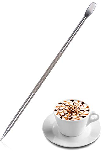 courti Stylo d'Café en Acier Inoxydable Café Aiguille Cappuccino Latte Art Stylo pour Outil Café Ménage Cuisine, Bricolage Café Art Outil en Acier Inoxydable