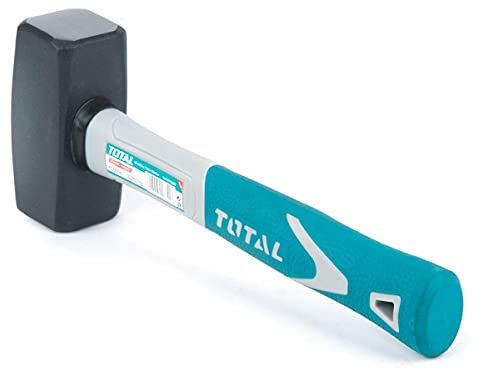 TOTAL - Mazza in Acciaio | 1500 g | Ideale per l'Edilizia e l'Albaniere | Alta Resistenza all'Impatto | Manico in Fibra Ergonomico | Testa in Acciaio al Carbonio Forgiato
