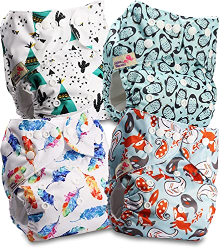 Littles and Bloomz FLP2-0407 Windel, wiederverwendbar, Standard-Popper, 4 Windeln
