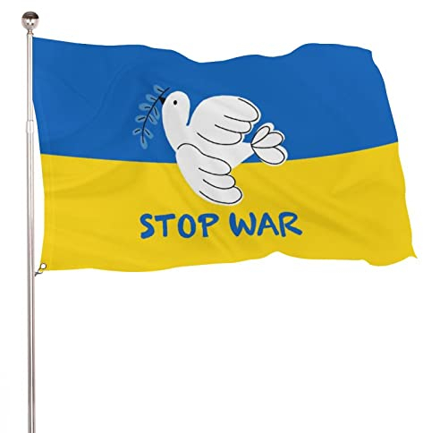 Ukrainische Flagge, Banner, Friedensvogel Ukraine Stop War-Druck, Ukrainische Nationalflaggen, lebendige Farben und UV-beständige Flaggen, Rasendekoration, 60 x 90 cm