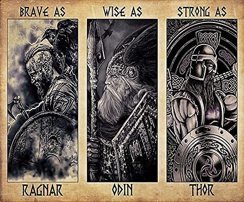 Wikinger Krieger Metall-Blechschild, Brave As Ragnar Wise As Odin Tavern Poster Garage Man Cave Club Neuheit und interessante Badezimmer-WC-Wanddekoration 30,5 x 20,3 cm