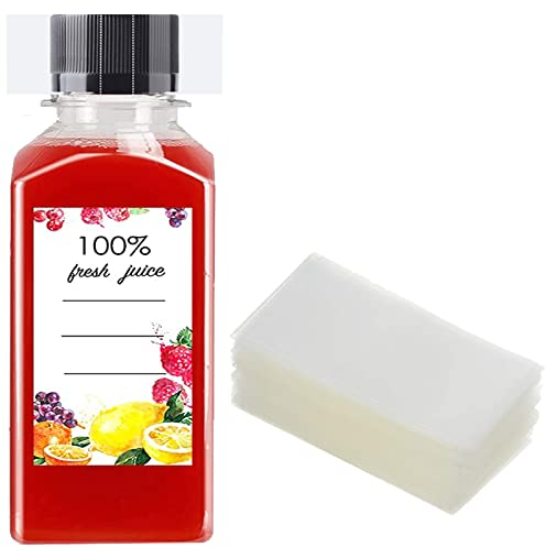 100 Stück Schrumpffolie für Kunststoff-Saftflaschenglas Selbstgemachte Verpackung, Mittelfalte, Schrumpfband-Sammlung, Verpackung, Siegelband, Passend für Kappendurchmesser 3,9-4,2 cm