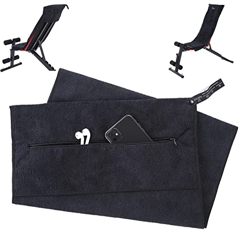 JMQYS Fitness Handtuch Sporthandtuch Mikrofaser Handtücher 120x50cm Gym Handtuch mit Reißverschlusstasche Tasche Antirutsch Fixierung für Damen Herren Saugfähig Handtuch für Sport Fitnessstudio Yoga