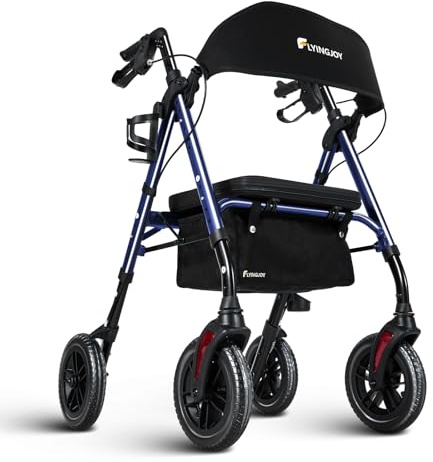 Foldable Rollator Walkers for Seniors with Seat,4 Wheel Rolling Walker