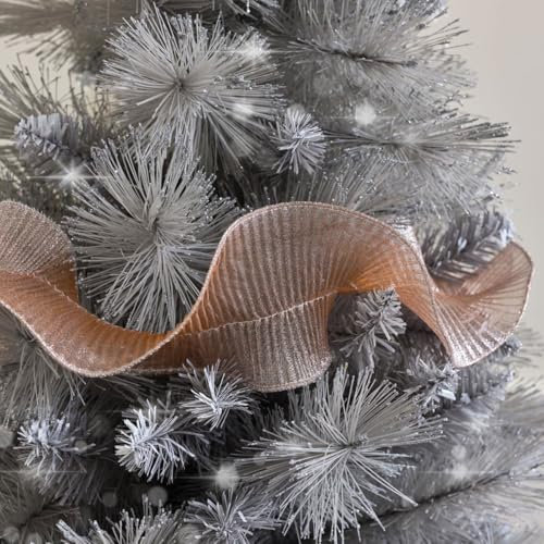 Melody Maison Pink Sparkle Ruffle Christmas Tree Ribbon - 270cm