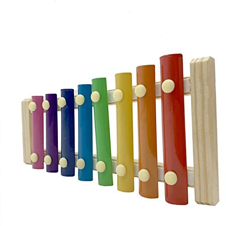 VENTDOUCE Buntes Vogel-Xylophon-Spielzeug - Xylophon-Spielzeug aus mit 8 Metalltasten - Hühnerstall Pickspielzeug Regenbogenfarbe, Haustier Papagei Hahn Hühnerstall Pickspielzeug