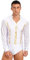MSemis Herren Body Langarm Tanzbody Ballettanzug Hemdbody V-Ausschnitt Gymnastik Latein Tanz Hemd Trikot Leotard Tango Rumba Tanzanzug Weiß M