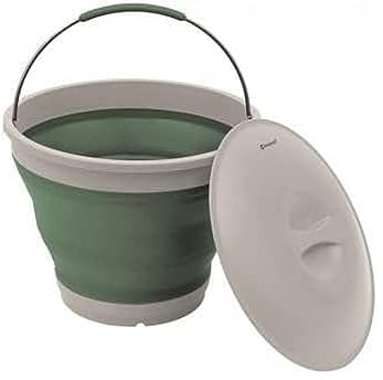 Outwell Shadow Green Collapsible Round Bucket with Lid