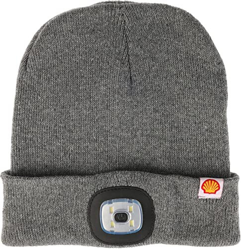 Shell Mütze mit LED Beleuchtung - Stirnlampe - Beanie - Mütze - Wintersport - Grau, gray, M