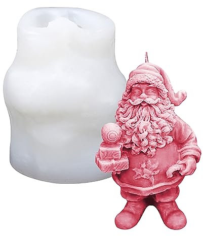 3D Santa Claus Candle Mould, Silicone Christmas Candle Moulds, Santa Delivering Gift Silicone Mold for Candle Making, DIY Craft Resin Mold for Fondant Cake, Aromatherapy Candle, Chocolate, Soap