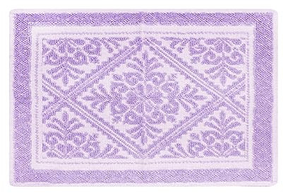 Tapis de bain sardo coton uni fantaisie en relief bord boucles (40 x 60 cm, lilas)