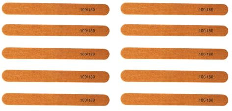 10 Limas de Uñas, Juego de Limas de Uñas de Doble Cara, Limas de Uñas de Grano para Uñas Acrílicas, Lima de Uñas Profesional con Núcleo de Madera Reutilizable, Herramientas de