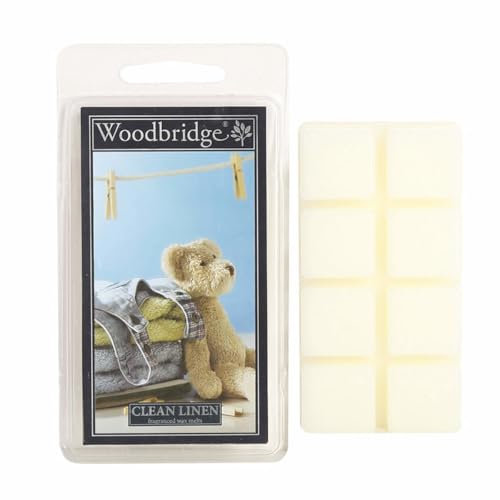 Woodbridge Duftwachs Set Clean Linen (4X) | Frischer Wäsche Duft | Bis zu 8h Duftdauer je Melt | Für Duftlampen & Wachswärmer | Hochwertiges Paraffinwachs | Raumduft für Zuhause & Büro