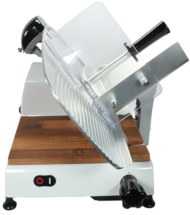 Berkel Red Line 300 Aufschnittmaschine - Schneidemaschine für die Küche inkl. handgefertigtes Einlegebrett aus Eiche (Weiß)