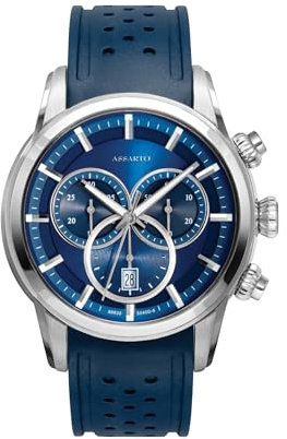 ASSARTO® - Herren Uhr (Blau/Silber) 316L Edelstahl Gehäuse & Silikon Armband - Schweizer Quarzwerk - Männer Chronograph Herrenuhr & Armbanduhr (Timekeeper Collection) analog wasserdicht