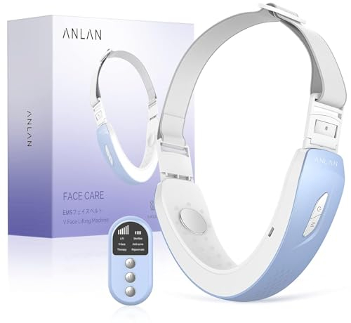 ANLAN EMS Facelifting Gerät Rote und Blaue Phototherapie Gesichtsmassagegerät Elektrisches V-Face Shaping Massager 6 Modi Face Massager V Shape Face Jawline Trainer mit Fernbedienung
