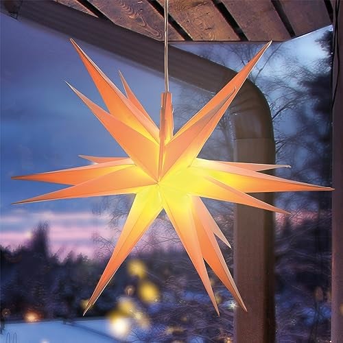 Esotec Solarleuchte für außen WEIHNACHTSSTERN 3D | DUO COLOR Solarlampe hängend Balkondeko Hängeleuchte Gartenfigur Stern winterlich LED Gartenbeleuchtung Weihnachts-Deko | IP44 D=35cm 102573