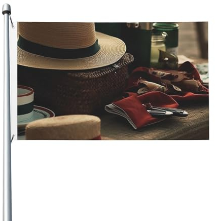 Flagge, 90 x 152 cm, doppelseitige Gartenflagge für Strand, Strohhut, Willkommensflagge, Urlaubsbanner mit Messingösen, vertikale Hausflagge, große Jute-Hofflagge für Außenbereich, Veranda, Gärten,