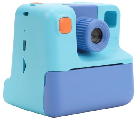 Gugxiom Kinderkamera, 2,0-Zoll-HD-Farbdisplay, Drehbares Objektiv, Echtzeit-Thermodruck, Digitalkamera mit Druckpapier, für Kreative Selfies (Blue)