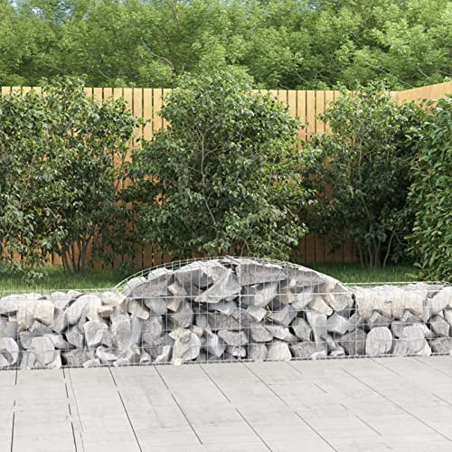 Gecheer Jardinera Exterior,Gaviones de Piedra,Jardinera de gaviones,Gaviones de Piedras Cesta muros 3 uds 300x50x40/60 cm, Gaviones Decorativos,Forma de Arco Hierro