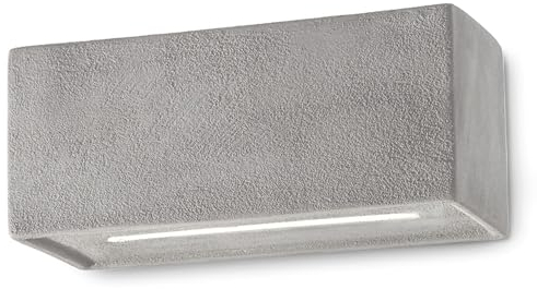 Licht-Erlebnisse Wandlampe Beton Optik B: 25 cm klein Keramik E27 Handarbeit Downlight eckig Modern Keramiklampe Wandleuchte Wohnzimmer Flur innen