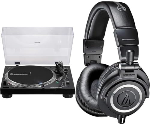 Audio-Technica LP120xBTUSB Direct-Drive Turntable (Bluetooth & USB) Black & M50x Professional Monitor Headphones Black