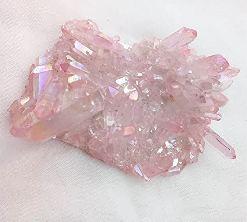 SSOPTMCB -Naturkristall, 150 g, natürlicher rosa Kristallstein-Cluster, wunderschöner rosa Aura-Engelsquarz-Kristall-Cluster, Kraftstein-Kristall Quarzkristall