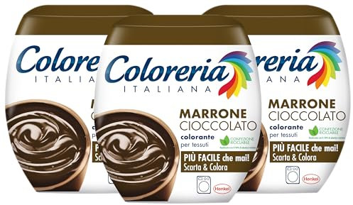 Coloreria Italiana Grey - Tinte para tejidos y prendas en la lavadora, marrón chocolate, 3 paquetes de 350 g