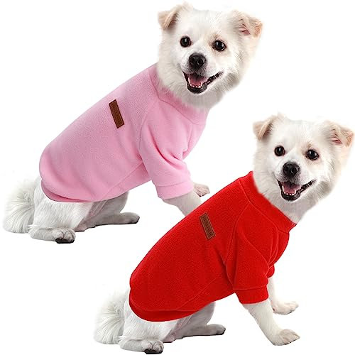 HuaLiSiJi Hundepullover Fleece Hundepullover Kleine Hunde Warm Hunde Sweatshirt, Warm und Leicht, Mit Einer Weichen Textur, Leicht zu Tragen und Hellen Farben (Rot+Rosa, XL)